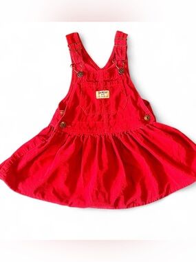 OshKosh B’gosh Red Corduroy Jumper Dress 3T Pinafore Overall Bib Toddler Girl